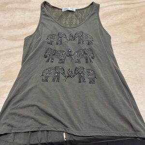 I am selling an army green elephant tank top the brand is wound up.